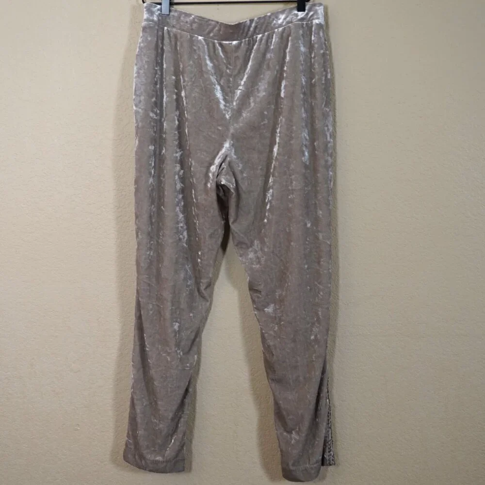 Chicos Womens Sequin Velvet ankle Pants M(8) Champagne Party Club Holiday - Picture 5 of 10